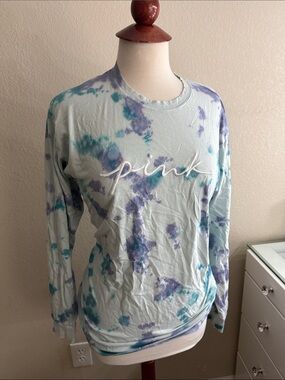 PINK Victoria's Secret Tie-Dye Long Sleeve Tee - Light Blue & Purple